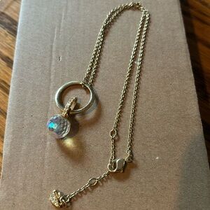 Swarovski circle crystal gold tone necklace swan